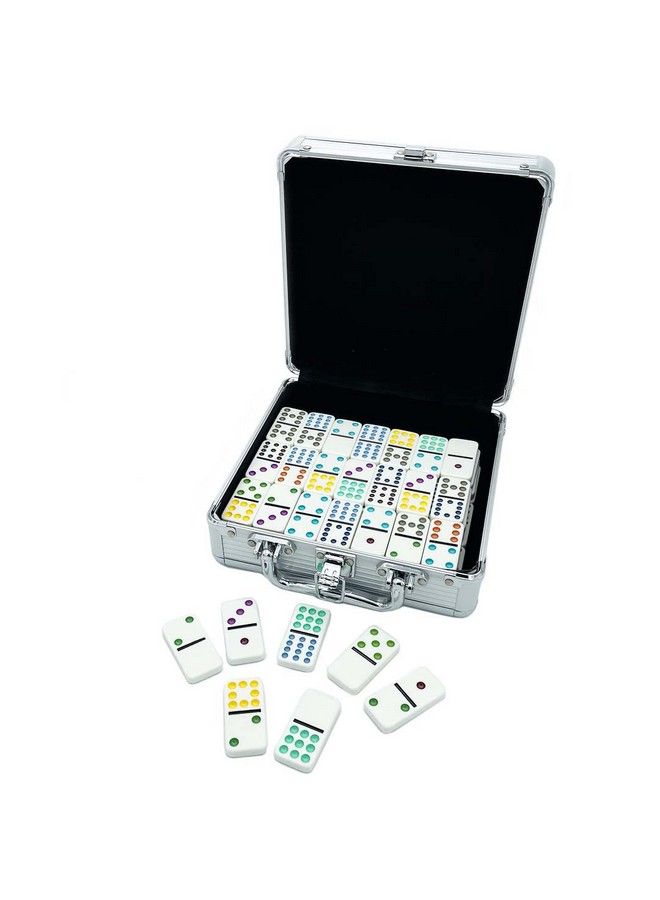Front Porch Classics ; Mexican Train Domino Set On The Go Aluminum Carrying Case 2 To 8 Players Ages 8 To 99 - Image 4