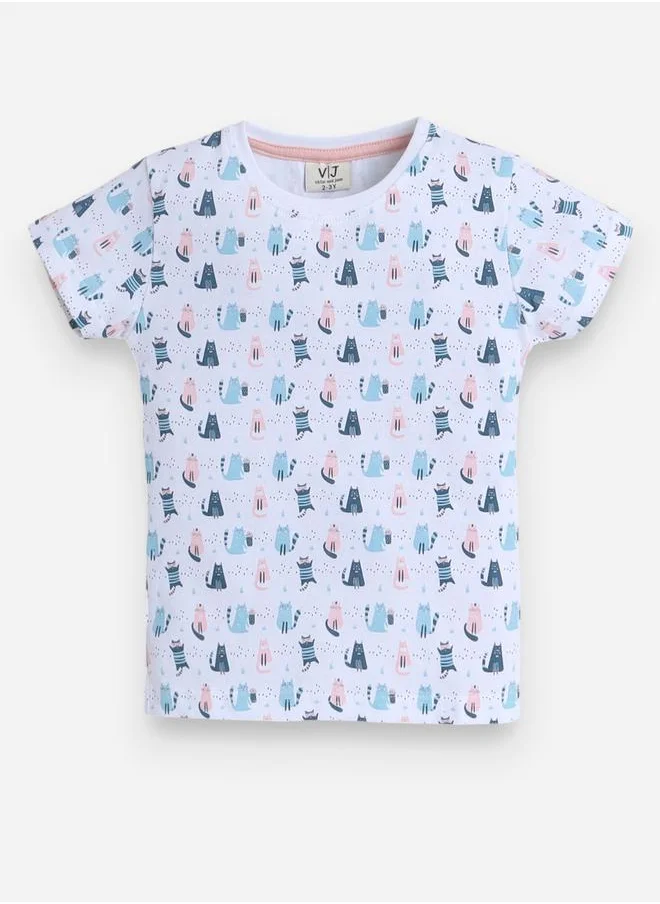 victor and jane All-Over Printed Cotton T-Shirt and Pyjama Set