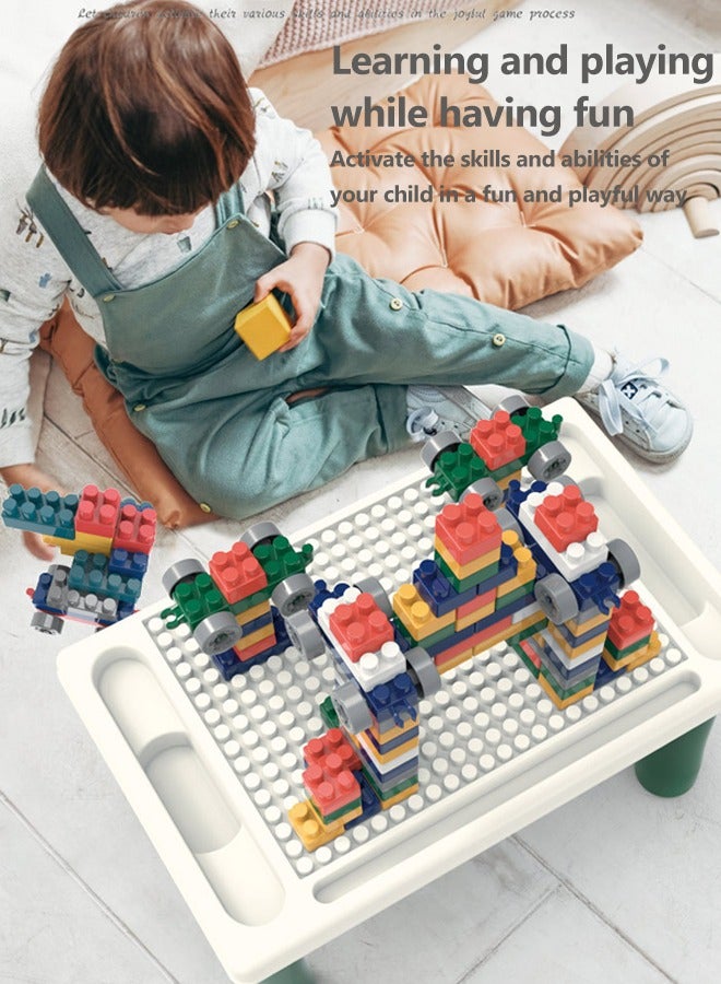Kids Activity Table, Multi-functional Building Block Table, Toddlers Multi-Functional Educational Study Blocks Table, Building Block Table with 320Pcs Building Blocks, Gift for Ages 3+ - Image 4