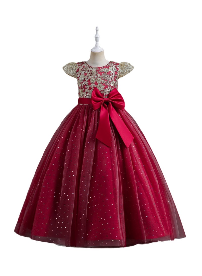 Dress Sleeveless Sequin Wedding Dress Performance Princess Dress Floor-length Long Style Costumes - Image 1