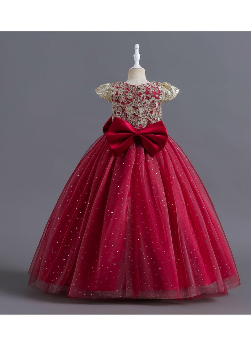 Dress Sleeveless Sequin Wedding Dress Performance Princess Dress Floor-length Long Style Costumes - Image 5