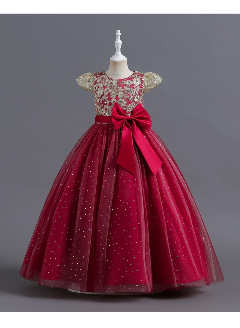 Dress Sleeveless Sequin Wedding Dress Performance Princess Dress Floor-length Long Style Costumes - Image 2