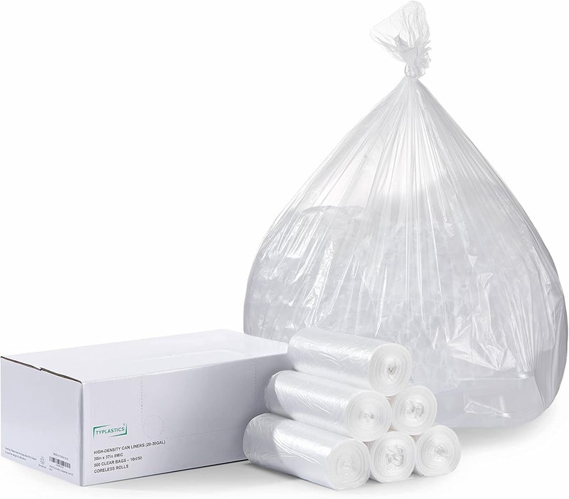 TYPLASTICS 20-30 Gallon Clear Trash Can Liners - 30" x 37" - High Density Garbage Bags - Case of 500 - Multipurpose for Office, Outdoor, Recycling, Industrial and Commercial - Image 5