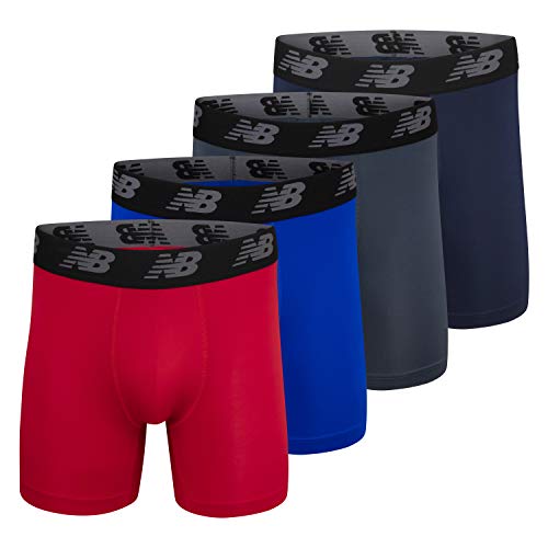 New Balance Men's Performance 5" No Fly Boxer Brief, 4-Pack, Team Royal/Team Red/Pig/Thunder, Large (NB3017-4) - Image 1