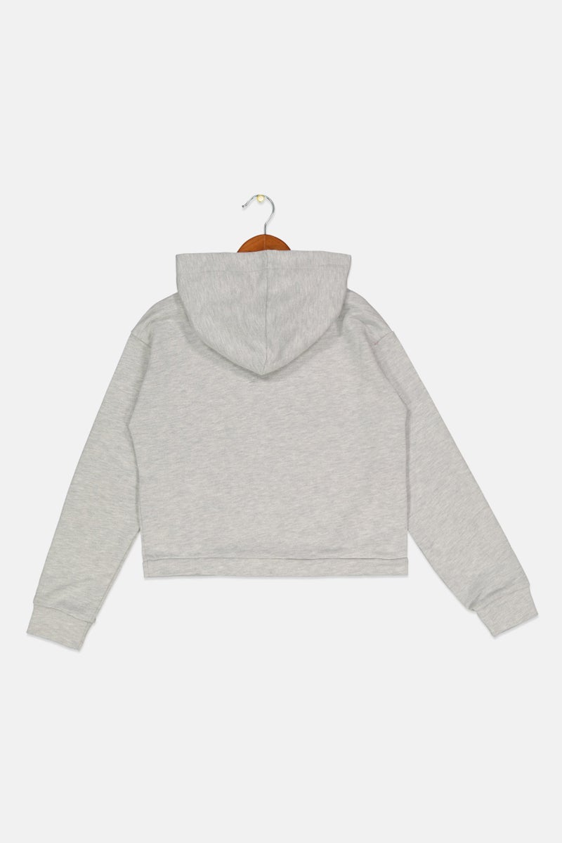 DIADORA هودي بنات للأطفال بطباعة جرافيك، رمادي فاتح - Image 2