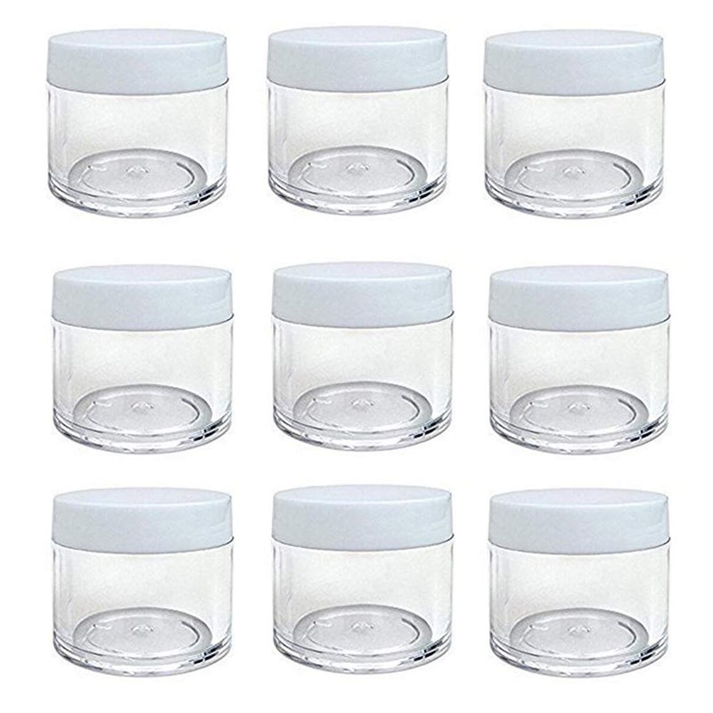 ericotry 12PCS 30g 30ml1oz Refillable Plastic Round Clear Jars with Screw Cap Lid Empty Cosmetic Jars Lot Containers for Makeup Eye Shadow Nails Powder Handmade Lip Scrubs White Lid