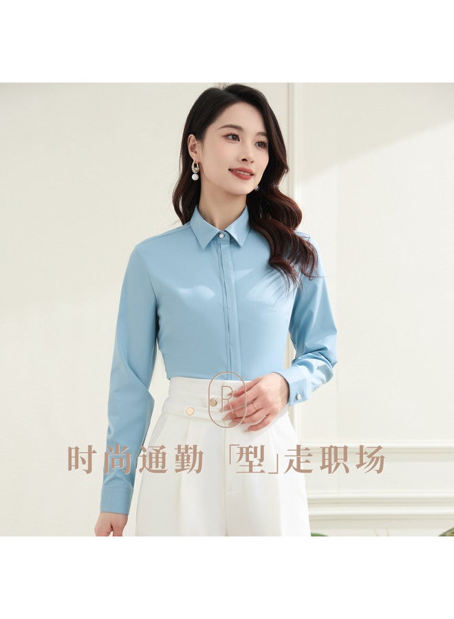 ROMON قميص نسائي بأكمام طويلة، ملابس رسمية للعمل، بلوزة متعددة الاستخدامات للتنقل للنساء - Image 3