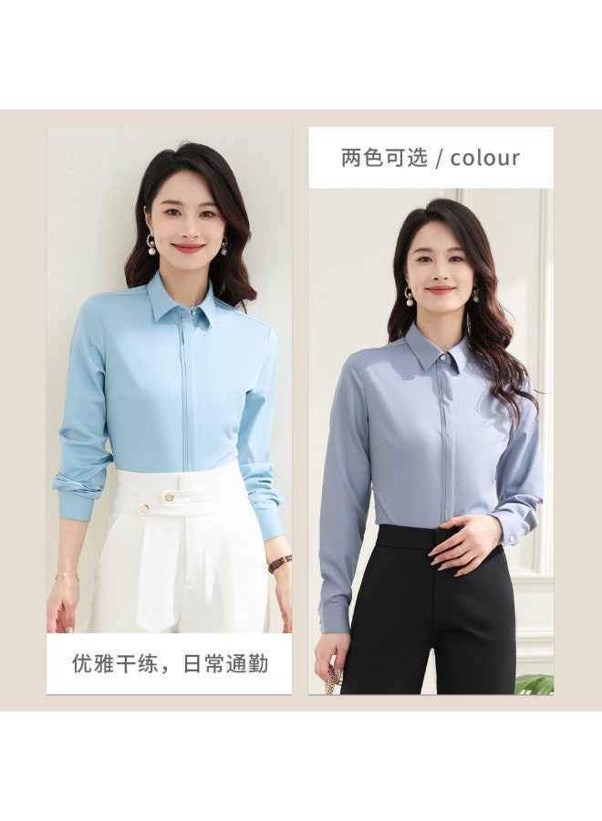 ROMON قميص نسائي بأكمام طويلة، ملابس رسمية للعمل، بلوزة متعددة الاستخدامات للتنقل للنساء - Image 4