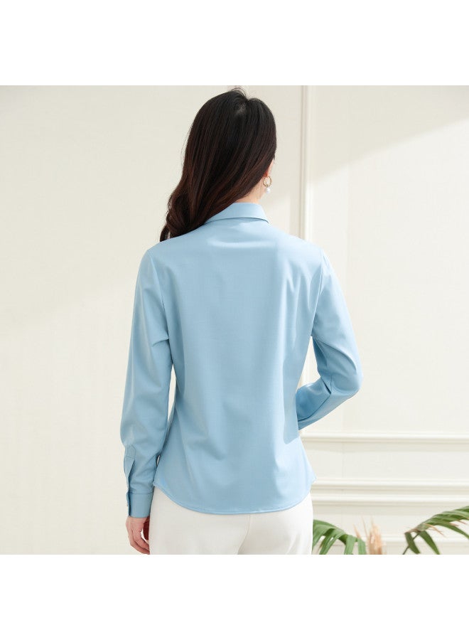 ROMON قميص نسائي بأكمام طويلة، ملابس رسمية للعمل، بلوزة متعددة الاستخدامات للتنقل للنساء - Image 5