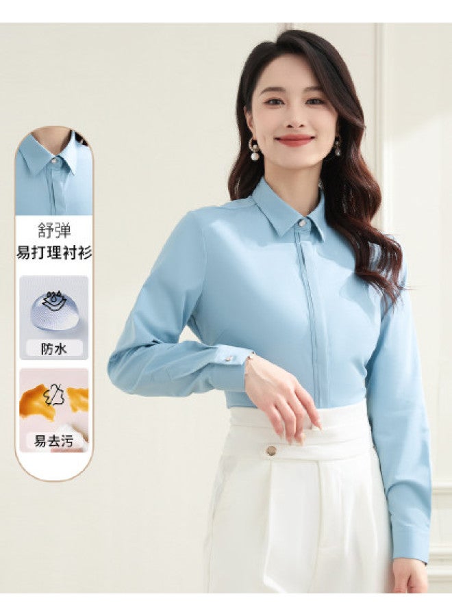 ROMON قميص نسائي بأكمام طويلة، ملابس رسمية للعمل، بلوزة متعددة الاستخدامات للتنقل للنساء - Image 1