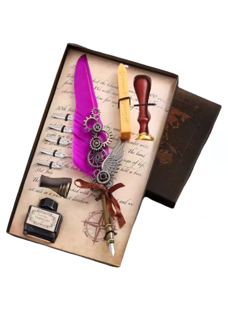 Creative And Practical, Niche High-end Gigh-value Feather Pen (Purple) - Image 1