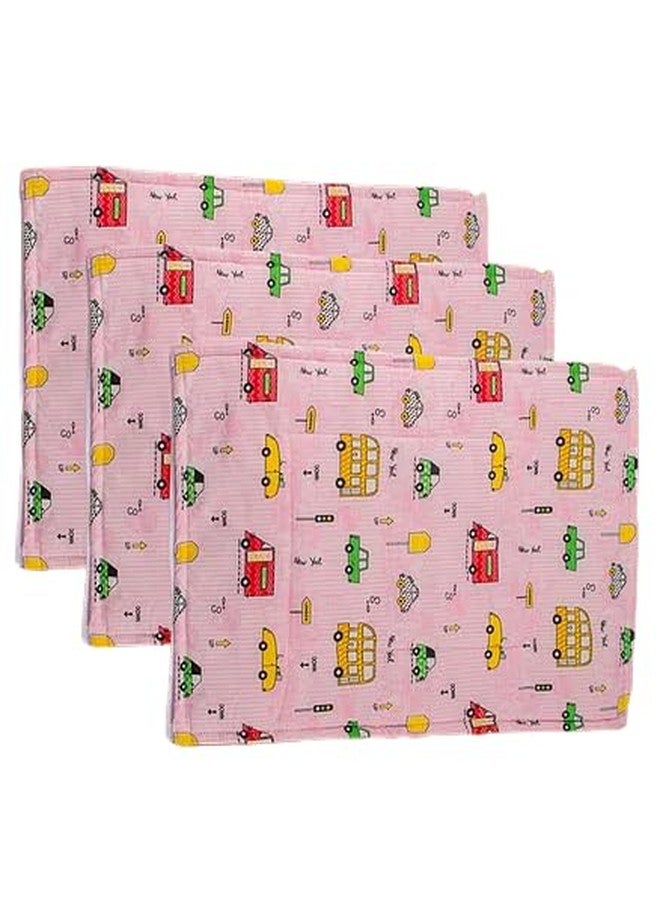 Mittenbooty® Baby Soft Quilted Cotton Sleeping mat Changing Sheet for New Born | Infant | Toddler Pack of 3 (Cartoon_Pink) - Image 1