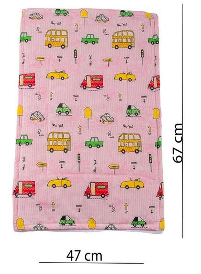 Mittenbooty® Baby Soft Quilted Cotton Sleeping mat Changing Sheet for New Born | Infant | Toddler Pack of 3 (Cartoon_Pink) - Image 4