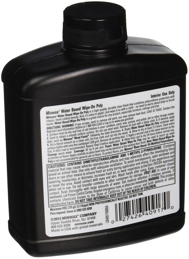 Minwax Water-Based Wipe-On Polyurethane, Satin, 1 Pint - Image 2