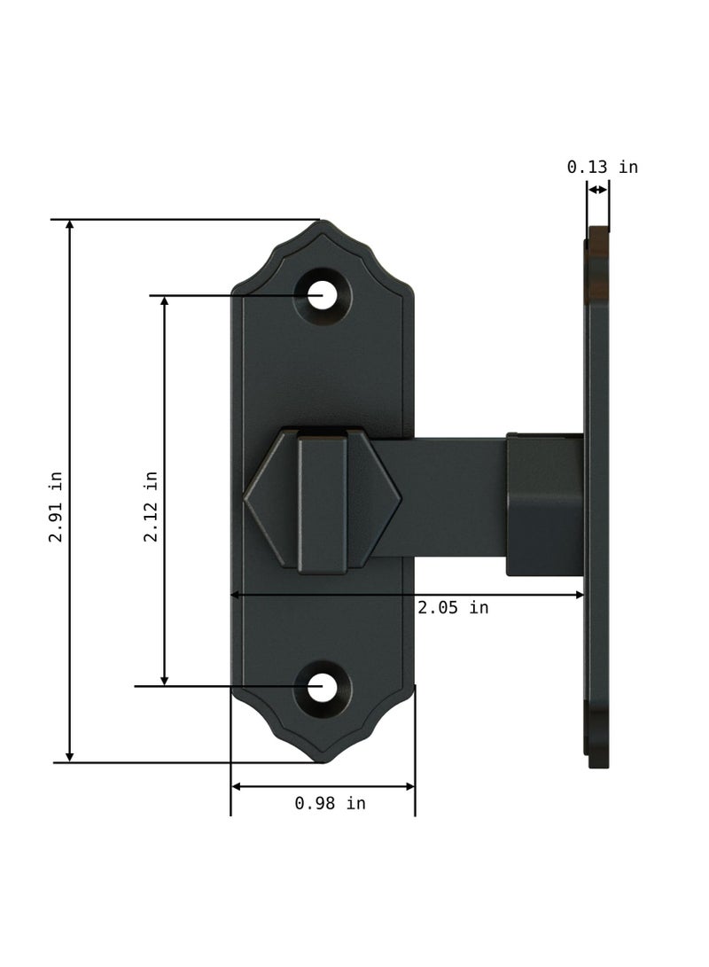 KASTWAVE Barn Door Lock Latch – 90-Degree Barn Pet Baby Door Latch Slide Lock – Home Security Door Lock for Bathroom, Garage, Bedroom, Cabinet, Barn – Durable Zinc Alloy Security Door Lock (Black) - Image 2