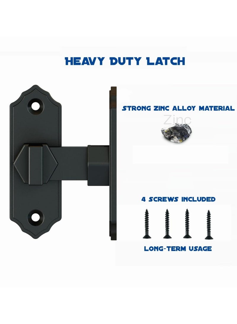 KASTWAVE Barn Door Lock Latch – 90-Degree Barn Pet Baby Door Latch Slide Lock – Home Security Door Lock for Bathroom, Garage, Bedroom, Cabinet, Barn – Durable Zinc Alloy Security Door Lock (Black) - Image 3