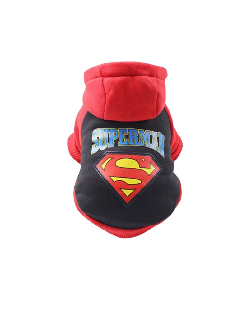 Zchiko Pet Clothes Super Man Dog Hoodie Sweaters Jacket Black XL  - Image 1