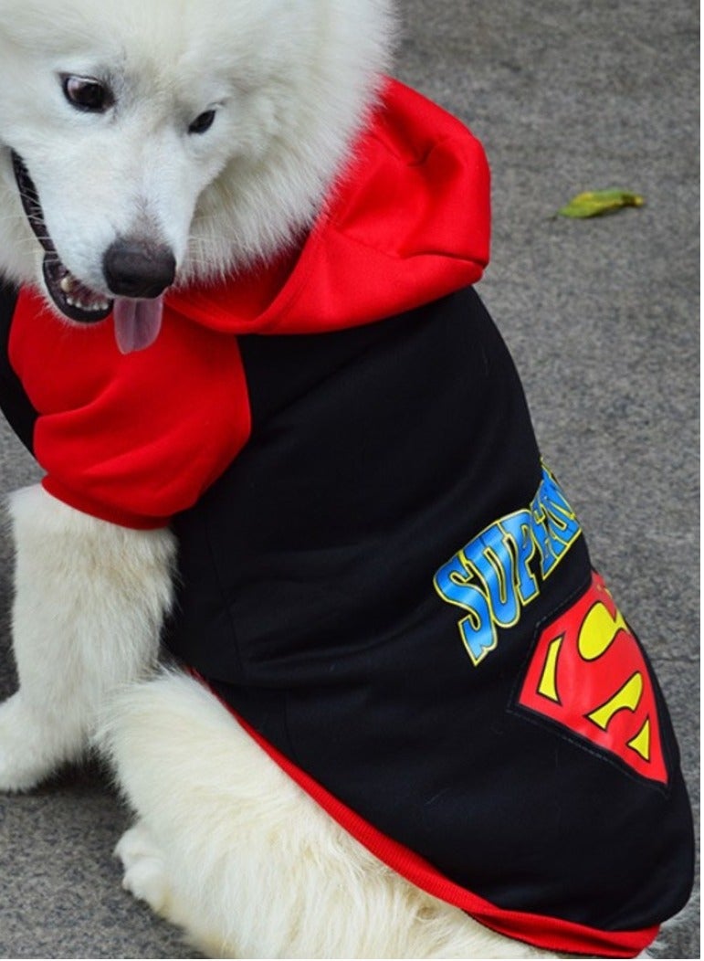Zchiko Pet Clothes Super Man Dog Hoodie Sweaters Jacket Black XL  - Image 4