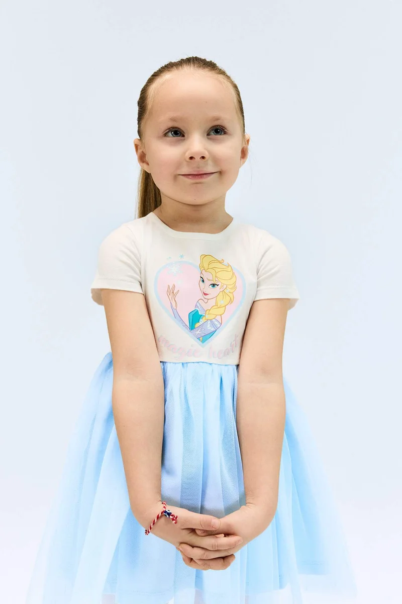 Defacto Baby Girl Frozen Short Sleeve Tulle Dress