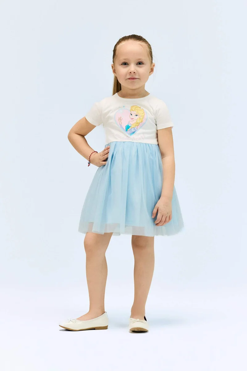 Defacto Baby Girl Frozen Short Sleeve Tulle Dress