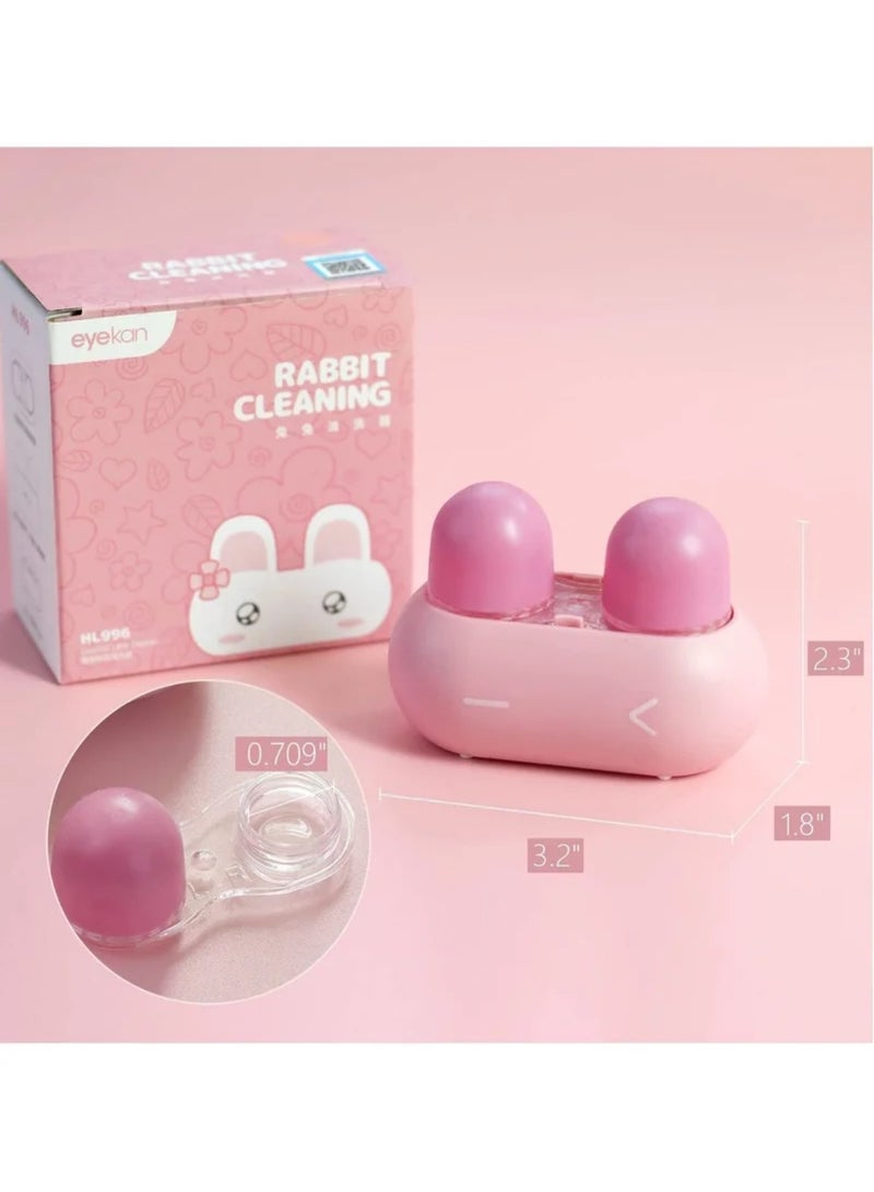 Contact Lens Cleaning Machine, Portable Ultrasonic Electric Contact Lens Care Box, Cute Appearance, Safe Material, No Damage to Lenses, Long Battery Life, Suitable for Home and Going Out (Pink) - Image 2
