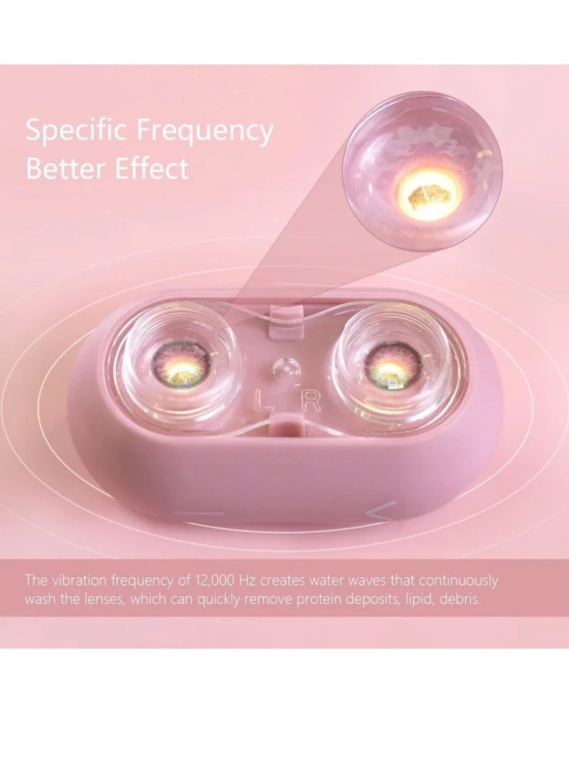 Contact Lens Cleaning Machine, Portable Ultrasonic Electric Contact Lens Care Box, Cute Appearance, Safe Material, No Damage to Lenses, Long Battery Life, Suitable for Home and Going Out (Pink) - Image 4