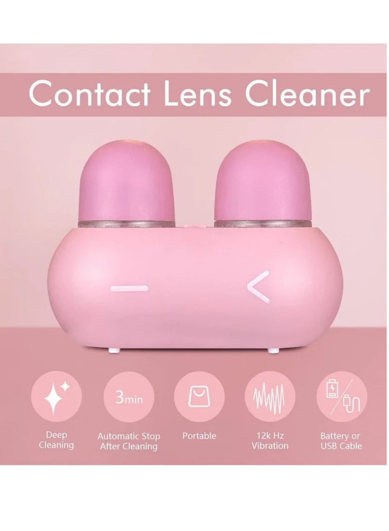 Contact Lens Cleaning Machine, Portable Ultrasonic Electric Contact Lens Care Box, Cute Appearance, Safe Material, No Damage to Lenses, Long Battery Life, Suitable for Home and Going Out (Pink) - Image 5