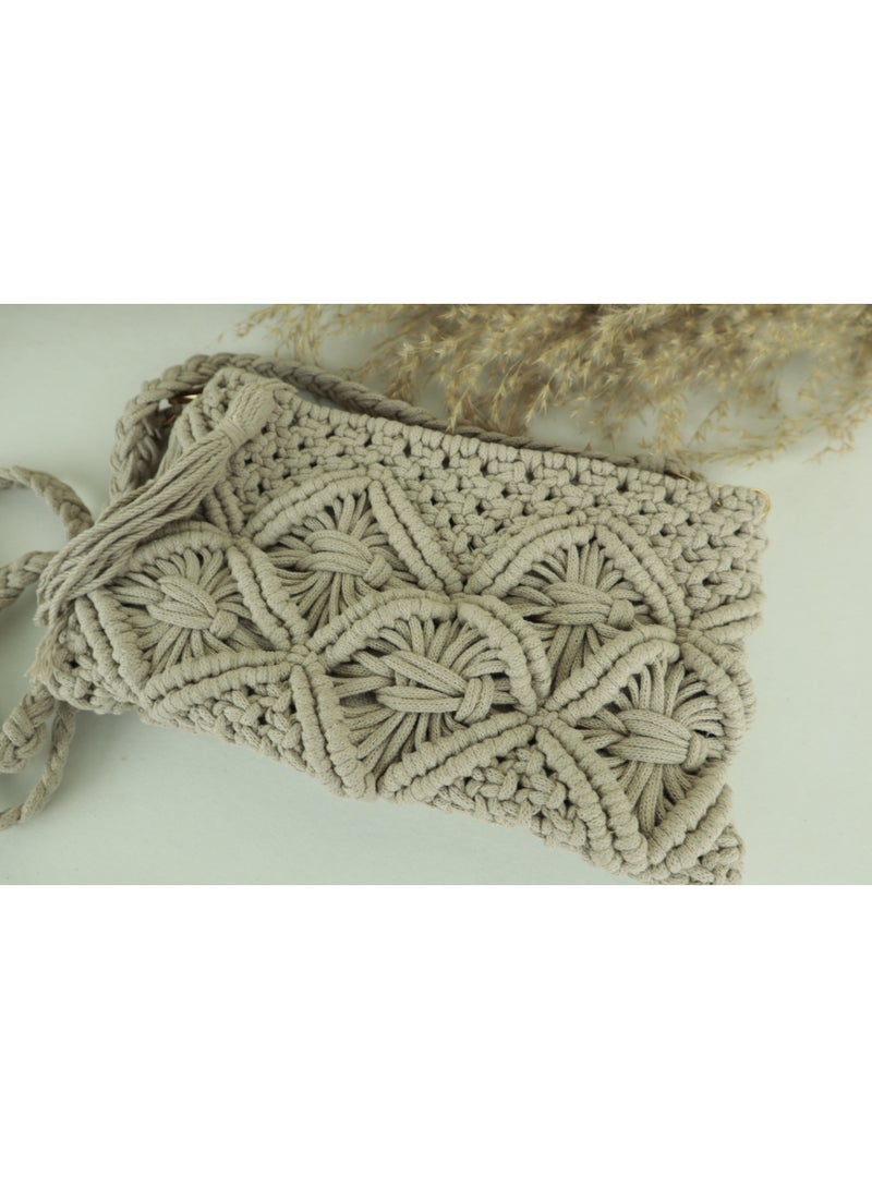 انتيكيانو شنطة كتف حريمي صغيرة بخيوط مكرمية - Image 5