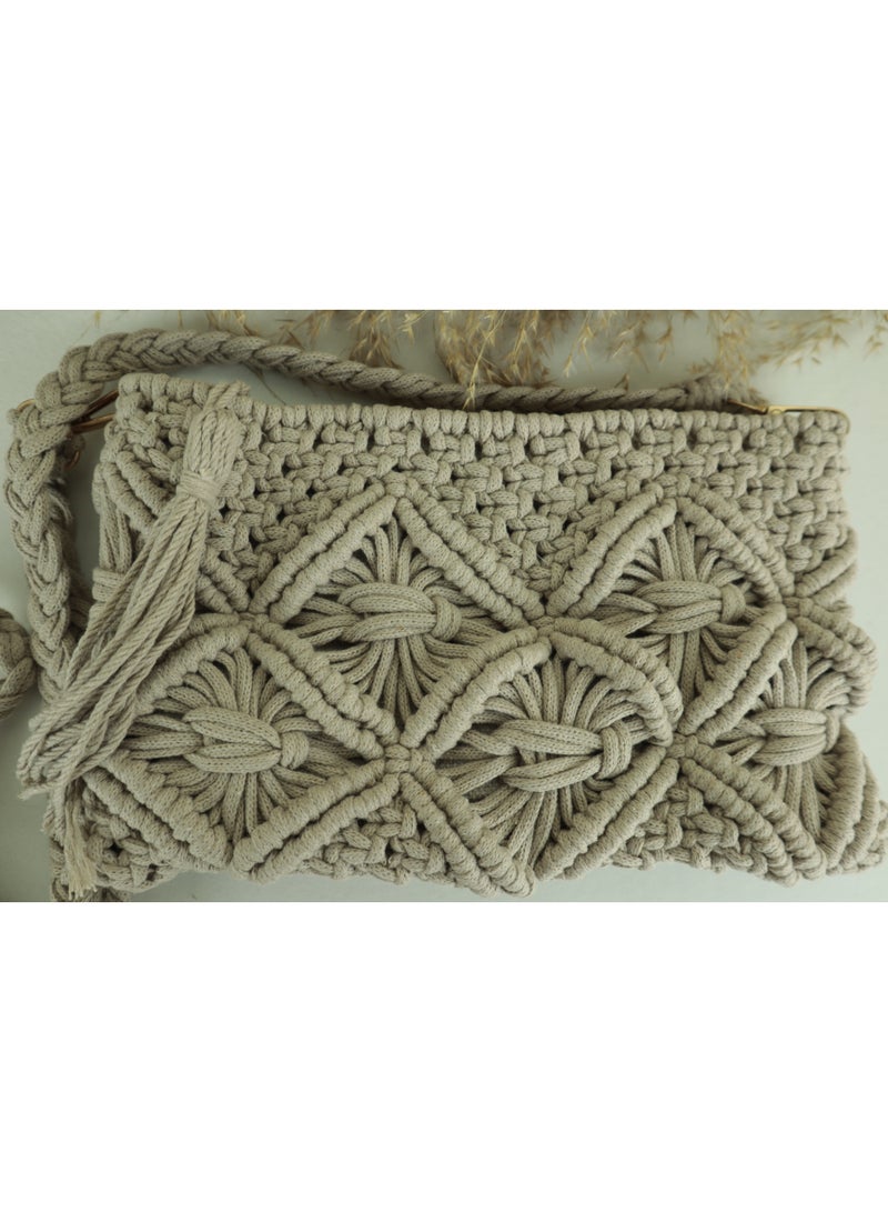 انتيكيانو شنطة كتف حريمي صغيرة بخيوط مكرمية - Image 4