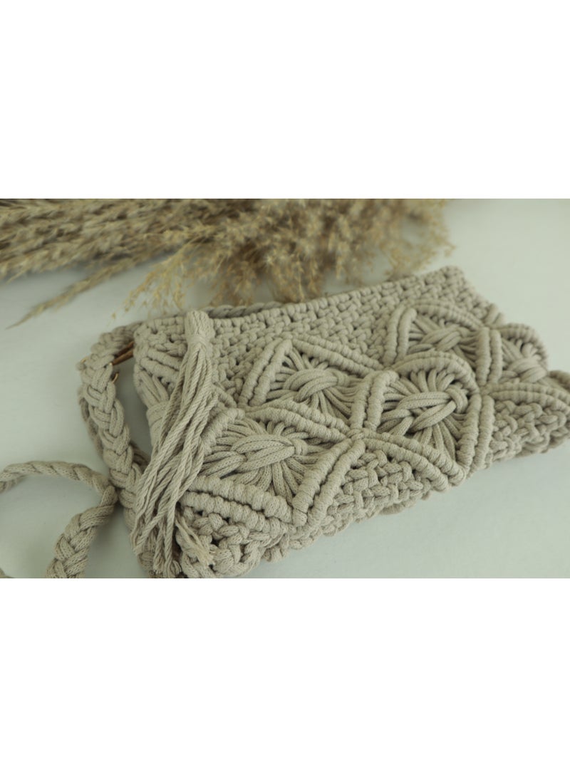 انتيكيانو شنطة كتف حريمي صغيرة بخيوط مكرمية - Image 3