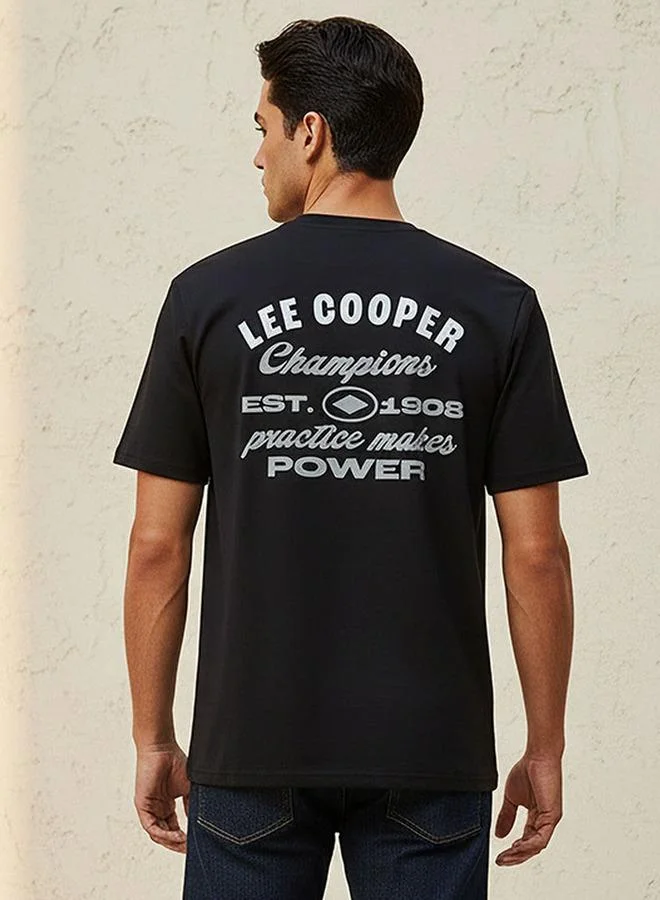 Lee Cooper BLACK Lee Cooper Regular Fit Crew Neck Short Sleeves Logo Print T-shirt for Men | Best Price UAE