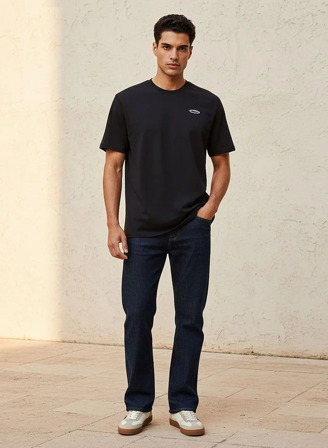 Lee Cooper BLACK Lee Cooper Regular Fit Crew Neck Short Sleeves Logo Print T-shirt for Men | Best Price UAE