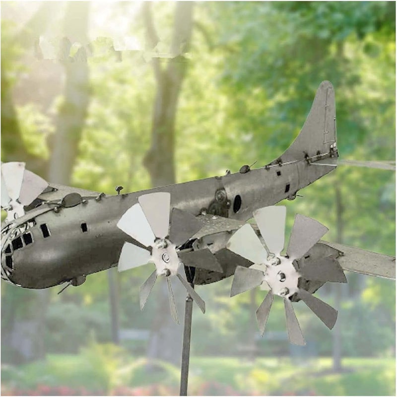 woobles B-29 Super Fortress Aircraft Wind Spinner Metal Wind Spinner for Yard and Garden Outdoor Windmill Wind Energy 3D Wind Sculpture Airplane Wind Spinner. - Image 1
