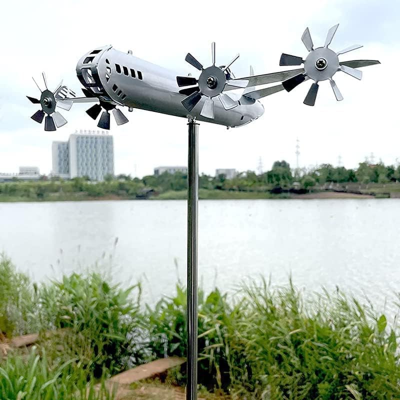 woobles B-29 Super Fortress Aircraft Wind Spinner Metal Wind Spinner for Yard and Garden Outdoor Windmill Wind Energy 3D Wind Sculpture Airplane Wind Spinner. - Image 5