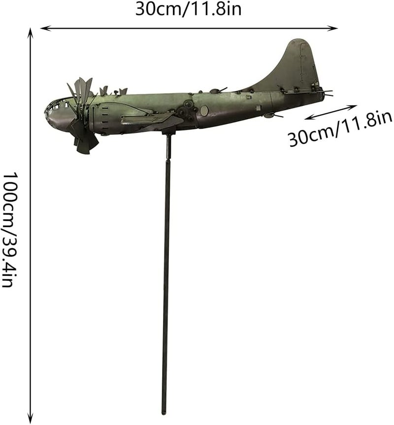 woobles B-29 Super Fortress Aircraft Wind Spinner Metal Wind Spinner for Yard and Garden Outdoor Windmill Wind Energy 3D Wind Sculpture Airplane Wind Spinner. - Image 4