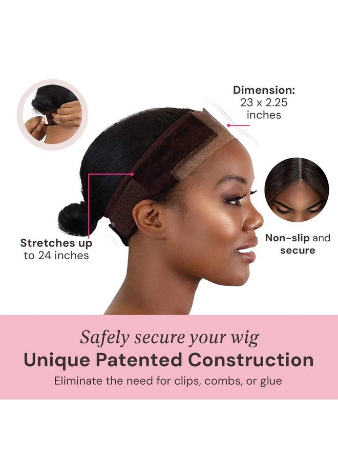 MILANO COLLECTION Wigrip, Premium Lace Wig Band for Women, Fully Adjustable & Reinforced Lace Wig Grip Band by Hairline, Comfortable and Secure Glueless Velvet Headband, Chocolate Brown - Image 4
