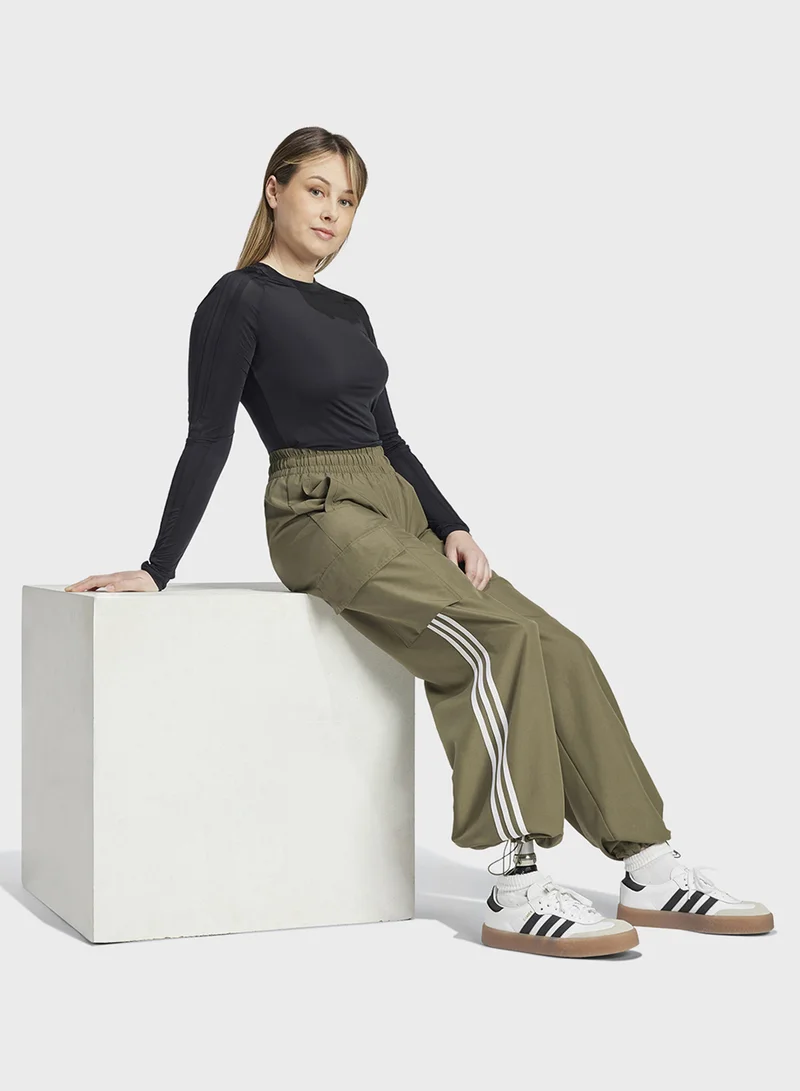 adidas Originals Sheer Ruched 3 Stripe T-Shirt