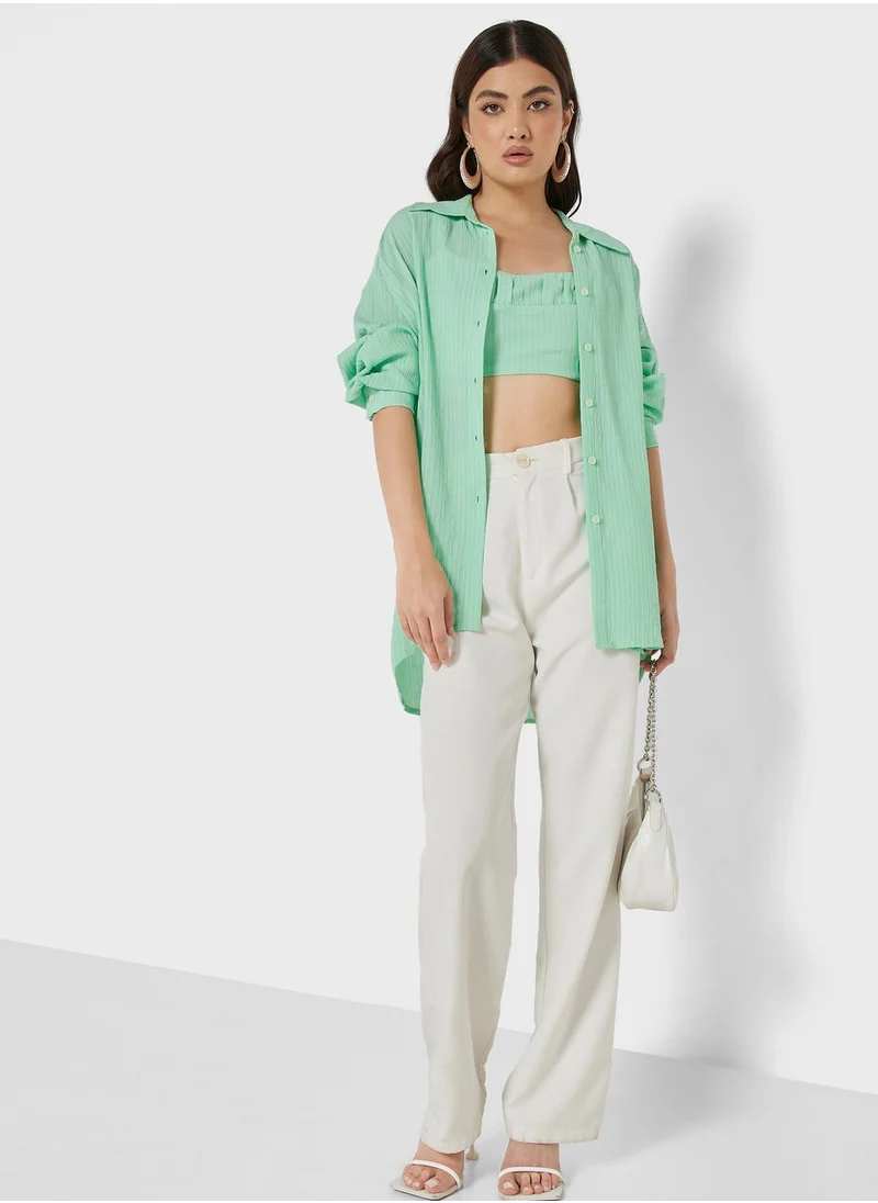 Nocturne Crop Top & Button Down Shirt Set