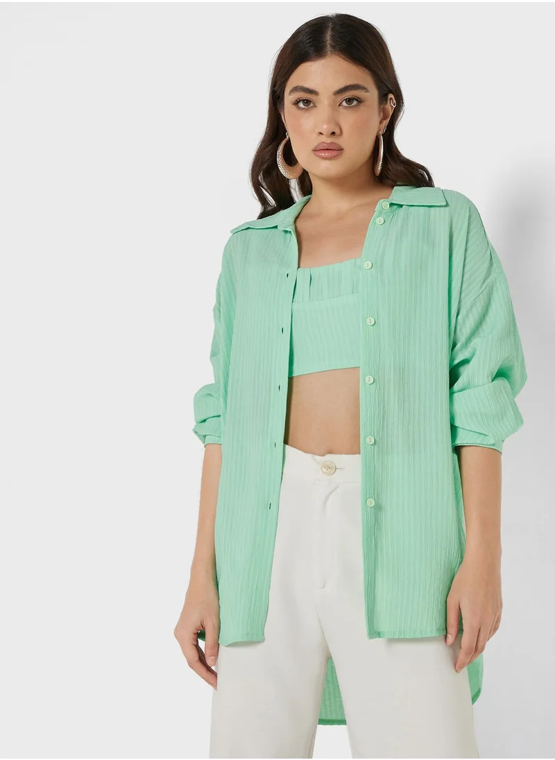 Nocturne Crop Top & Button Down Shirt Set