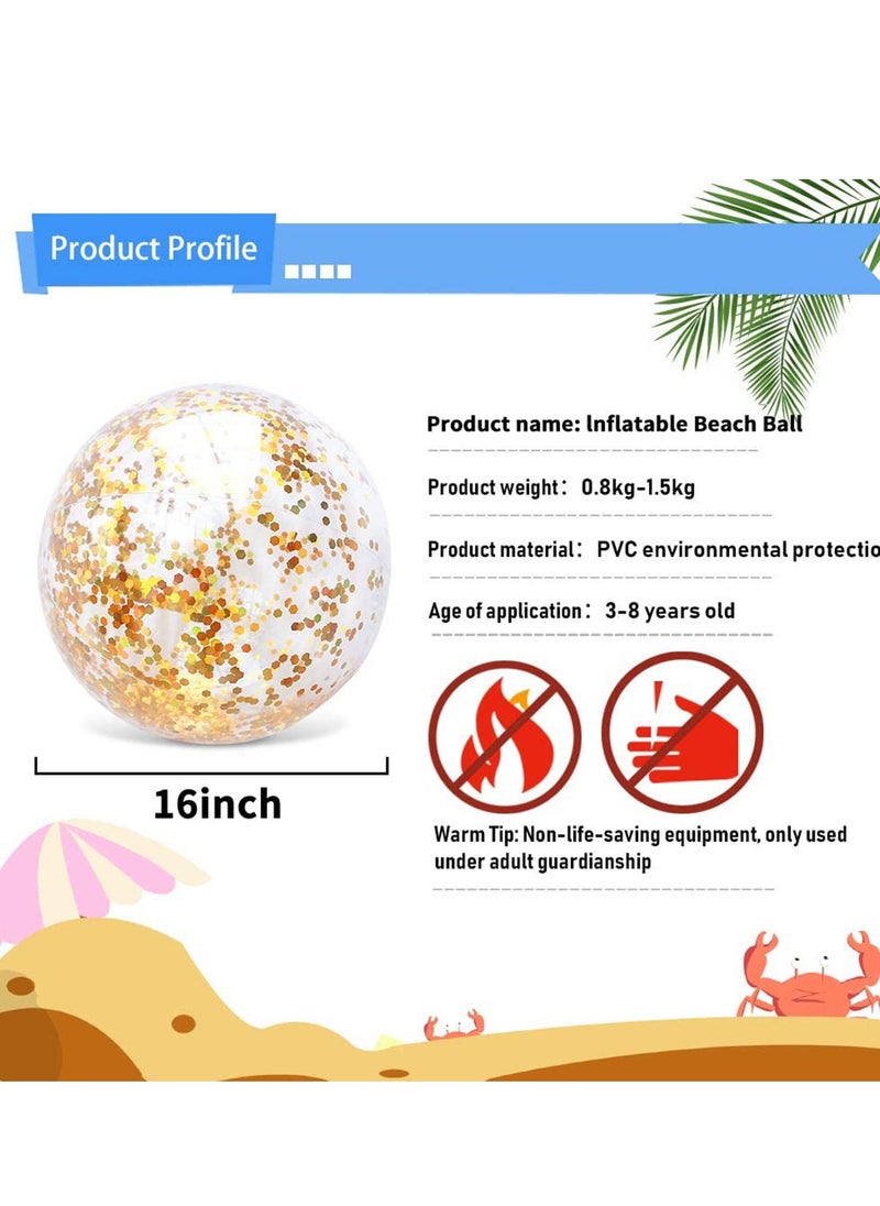 SYOSI Inflatable Glitter Beach Ball Confetti Beach Balls Transparent Swimming Pool Party Ball for Summer Beach Water Play Toy, Pool and Party Favor for Kids Adults 16 Inch  - Image 4