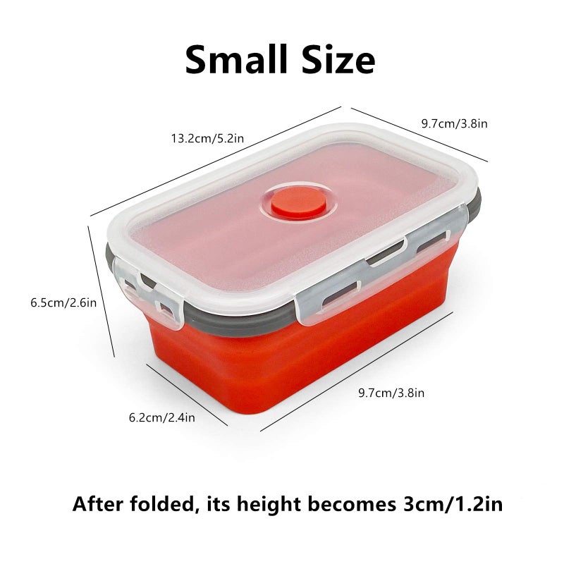 CCyanzi 3piece Collapsible Food Storage Containers with Lids, Silicone Lunch Container, Microwave & Freezer Safe, Space Saving for Kitchen Cabinet and Camping Backpack,(red gray) - Image 5