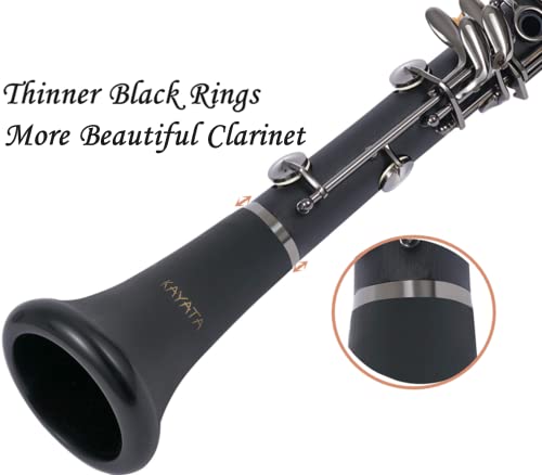 KAYATA B Flat Clarinet - Student Black Nickel Plated With Reed, Cleaning Kit, and Canvas Case - Image 4