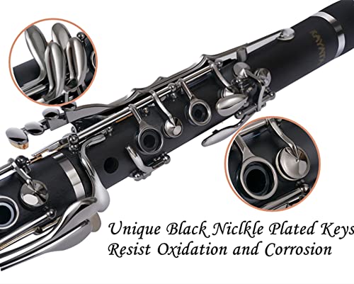 KAYATA B Flat Clarinet - Student Black Nickel Plated With Reed, Cleaning Kit, and Canvas Case - Image 3