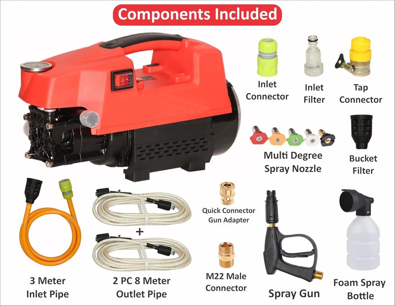 Digital Craft Digital Craft Car Washer 220v Electric Home Portable Brush The Car Water Grab High Power Strong Washing Machine 2300W High Pressure Clean MachineWasher Pipe 8MTR with Connector5Pc Nozzel Set  - Image 2