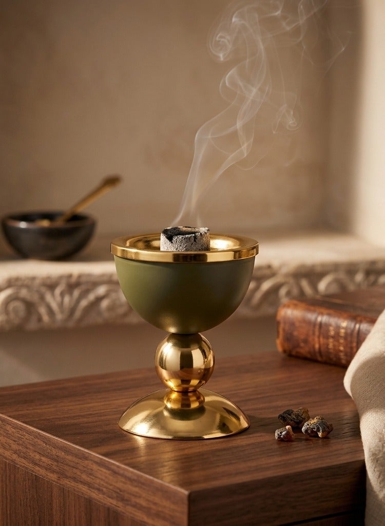 Luxury Metallic Goblet Incense Burner Elegant Bakhoor and Oud Holder - LC-478 - Image 1