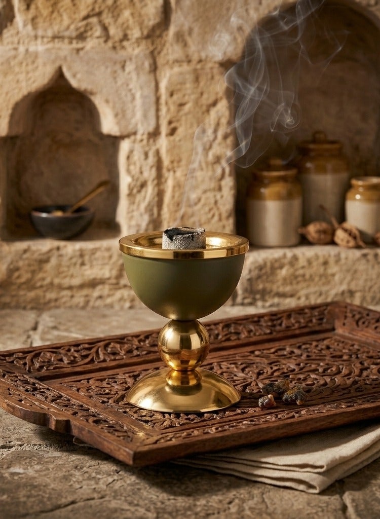 Luxury Metallic Goblet Incense Burner Elegant Bakhoor and Oud Holder - LC-478 - Image 2