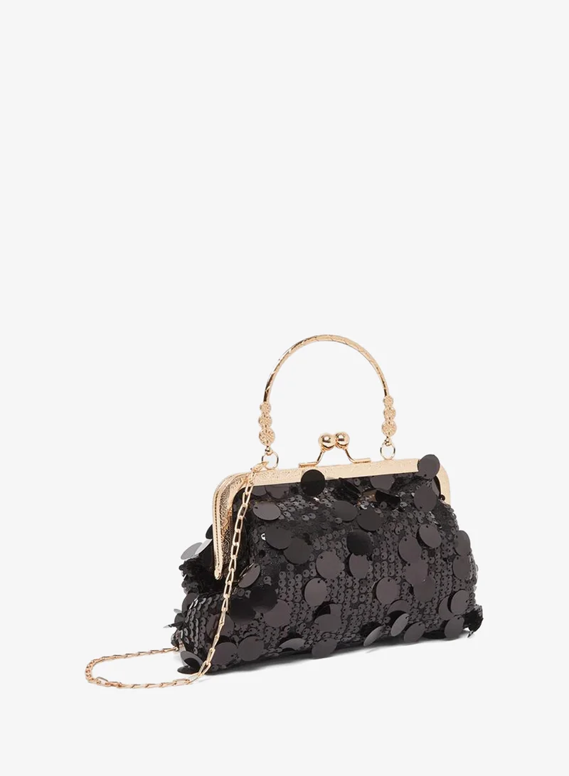 Styli Black Sequin Clutch Bag