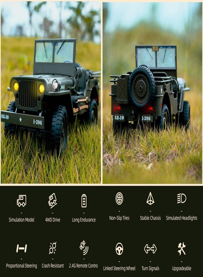 Yikeshu سيارة التحكم عن بعد YIKESHU RC Rock Crawler 4x4 شاحنة عسكرية على الطرق الوعرة 1/10 مقياس RTR لجميع التضاريس 2.4 GHz مركبة هواية RC متناسبة بالكامل للبالغين من عمر 15 وما فوق - Image 2