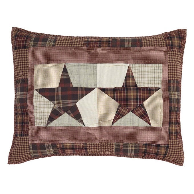 ABILENE STAR STANDARD SHAM 21X27 COUNTRY PATCHWORK DESIGN BURGUNDY