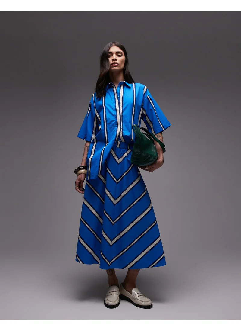 توب شوب Co-Ord Poplin Chevron Stripe Full Skirt